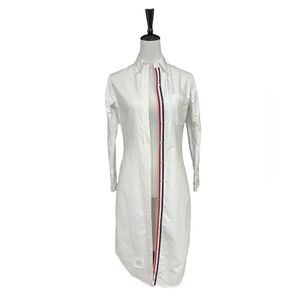 Thom Browne White Shirt Dress Tricolor Stripe Size 38 Made in Italy
